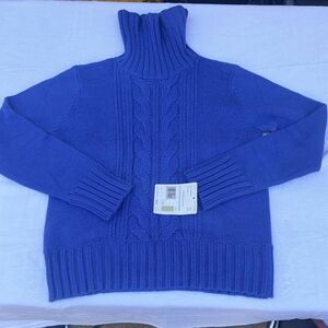 Liz Claiborne Cable Knit Silk Angora Rabbit Hair Turtleneck Sweater Size Small